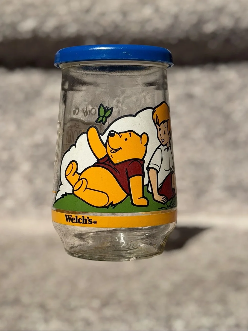 Vintage 1994 Welch’s Disney Winnie the Pooh Christopher Robin Jelly Jar Glass #6